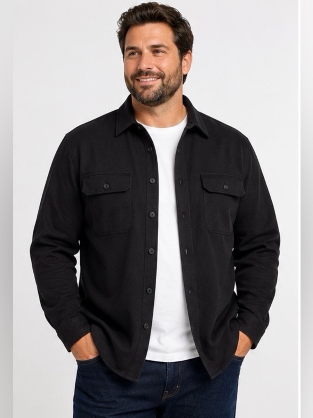 BYLT Premium Basics Thermal Button Down Overshirt Waffle Knit Chest Pockets XL
